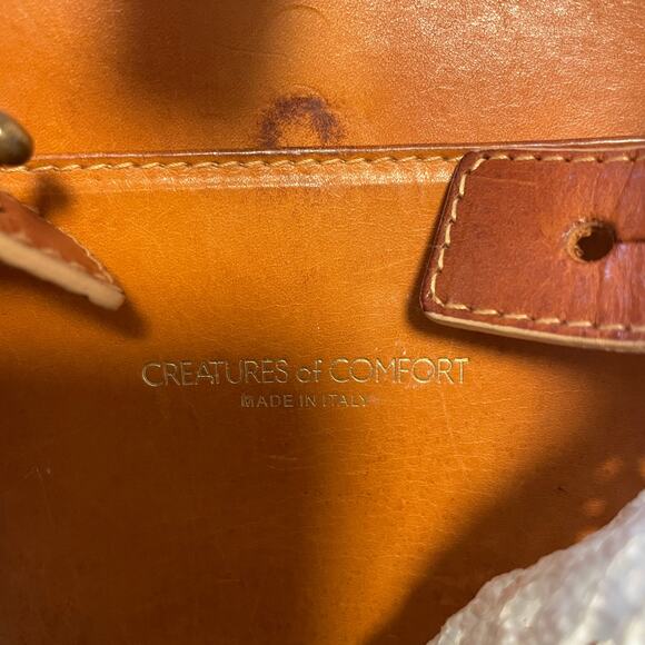 Creatures of Comfort Small Raffia Bucket Bag Ivory Camel Leather - Picture 5 of 11